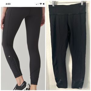Lululemon Pace Queen Tight 7/8 Length Size 4 Black Reflective Full On Luxtreme